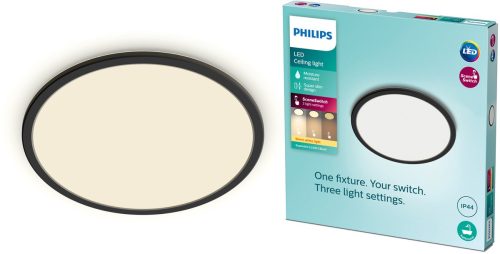 Philips SuperSlim 15W — compacte zwarte badkamerplafondlamp