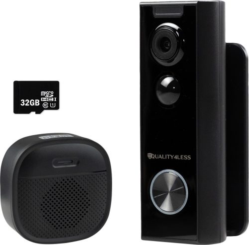 Quality4Less™ – Slimme Draadloze Video Deurbel met camera – 3MP Ultra HD – Wifi deurbel – Zonder abonnement – Incl. draadloze gong en 32GB SD-Kaart – Zwart review: helder 3MP…