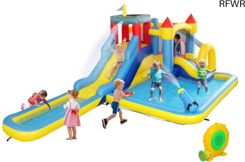 RFWR® Opblaasbaar kasteel met ventilator – 6-in-1 waterpark voor kinderen review: veilige waterpret springkussen