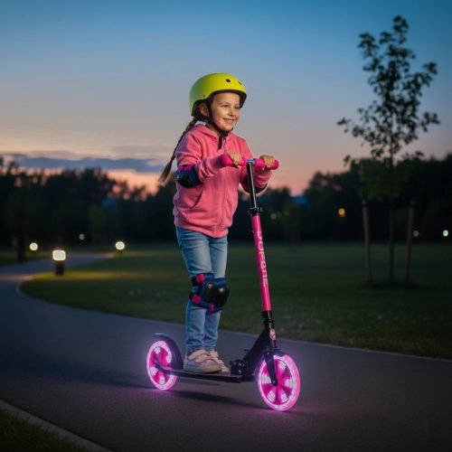 Sajan – Step met LED wielen – Kinderstep – Grote Wielen – 20cm – Step – Roze-Zwart review: betere zichtbaarheid