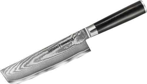 Samura Damascus Nakiri hakmes 167 mm – Damaststaal – G-10 test voor dunne plakjes groente, koksmes