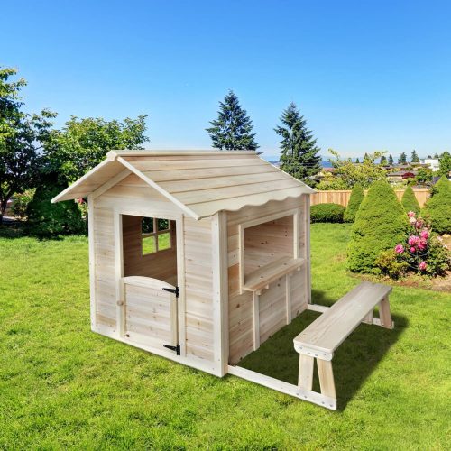 Speelhuis THE GRAND PALACE – Met speelbank – onbehandeld hout (138 x 166cm) review voor tuinplezier