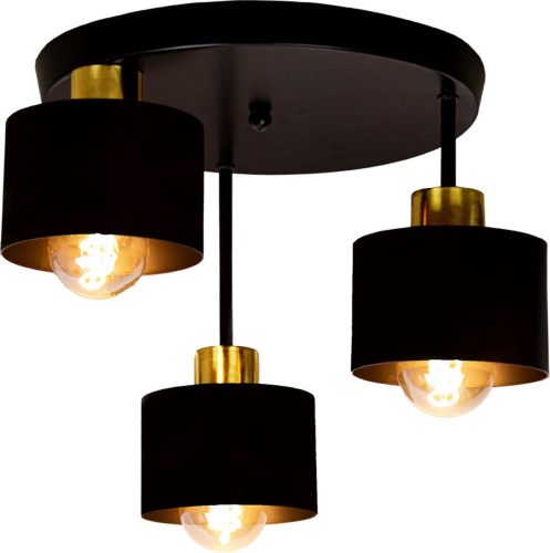 Stijlvolle 3‑voudige zwart‑goud plafondlamp