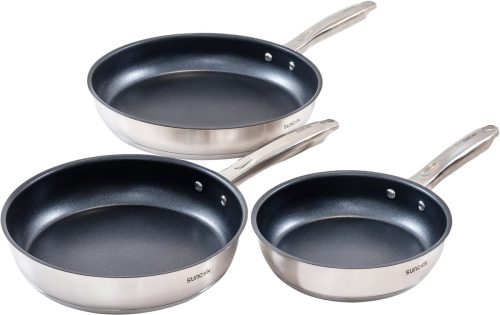 SUNCOK–RVS Koekenpannenset 3-delig Ø20/24/28 cm review inductie