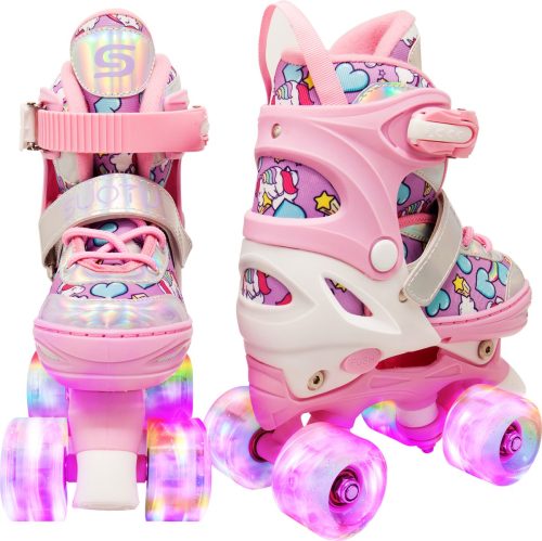 Suotu Rolschaatsen – Verstelbare – lichtgevende wielen – Maat 25-28 – Roze – XS review: betere zichtbaarheid voor kinder rolschaatsen