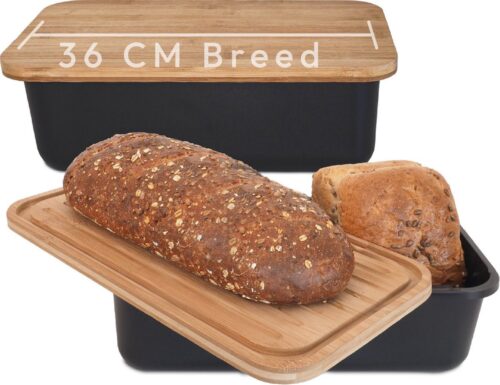 Test Gadgy Broodtrommel met Bamboe Deksel: snijplank, vers brood