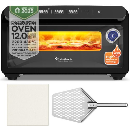 TurboTronic PO15 Elektrische Pizza Oven – Slimme Pizzaoven tot 400 °C – Zwart review: krokante korst voor Napolitaanse pizza