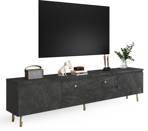 TV Meubel Zwart met Marmerlook review: ruime opbergruimte, modern
