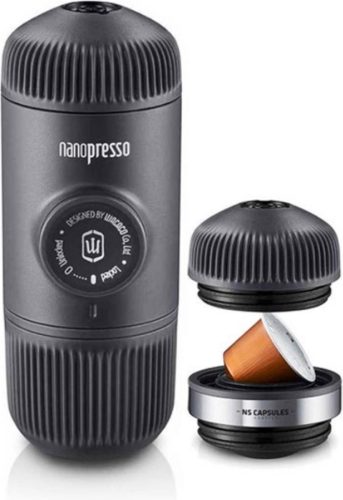 Wacaco Nanopresso – NS Adapter – Zwart review Nespresso onderweg